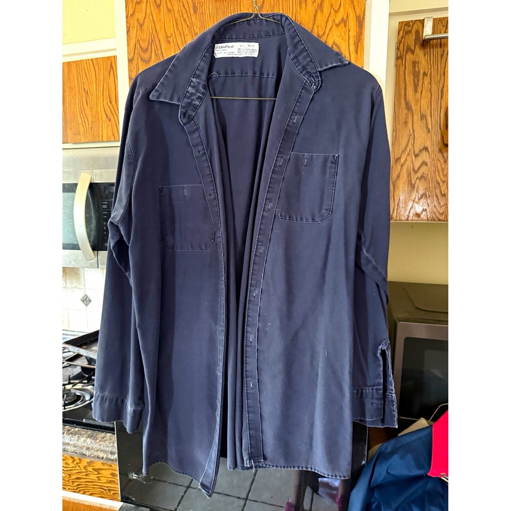 UniFirst Men's XL Blue Cotton Twill Work Shirt Jacket Long Sleeve Button Front
